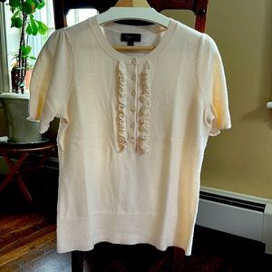 Bloomingdale’s Aqua 100% cashmere puff short sleeve sweater, cream